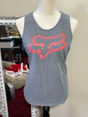 Fox Racing Gray Top with Black Label and Yellow Accent